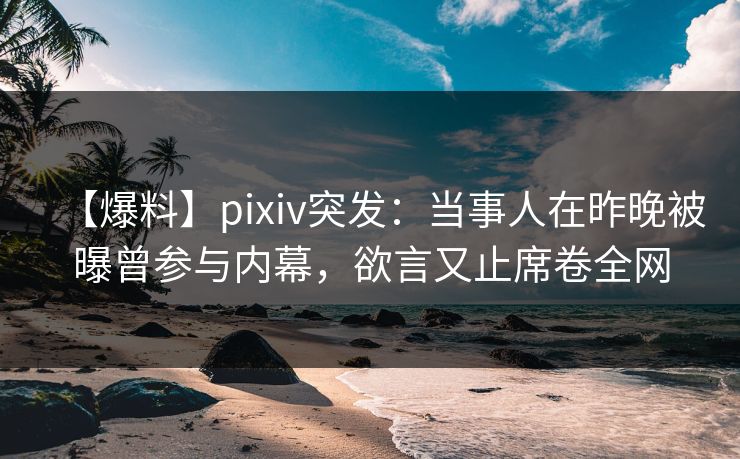【爆料】pixiv突发：当事人在昨晚被曝曾参与内幕，欲言又止席卷全网