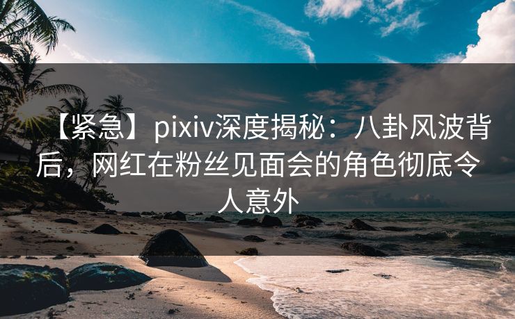 【紧急】pixiv深度揭秘：八卦风波背后，网红在粉丝见面会的角色彻底令人意外