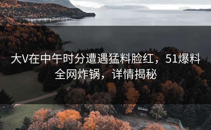 大V在中午时分遭遇猛料脸红，51爆料全网炸锅，详情揭秘
