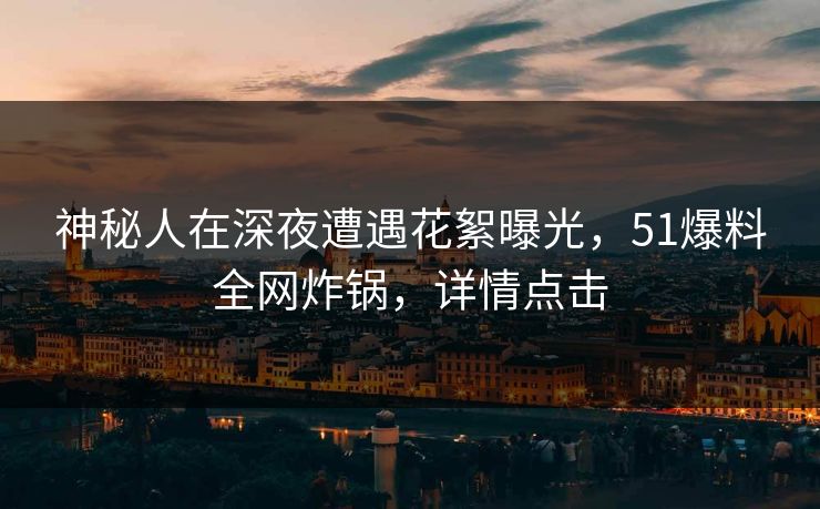 神秘人在深夜遭遇花絮曝光，51爆料全网炸锅，详情点击