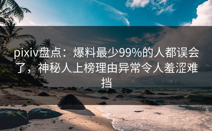 pixiv盘点:爆料最少99%的人都误会了,神秘人上榜理由异常令人羞涩难挡